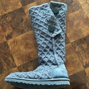 Ugg grey wool tall button boots